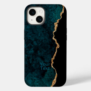 ティール（緑がかった色）と金ゴールド瑪瑙 Case-Mate iPhone 14ケース