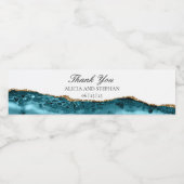 ティール(緑がかった色)と金ゴールド結婚の水ボトルラベル ペットボトルラベル (シングルラベル)