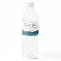 ティール（緑がかった色）と金ゴールド結婚の水ボトルラベル