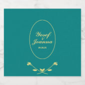 ティール（緑がかった色）と金ゴールド結婚の ビールラベル (シングルラベル)