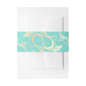 ティール（緑がかった色）と金ゴールド結婚ズベリーバンド 招待状ベリーバンド (正面例)