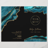 ティール(緑がかった色)と金ゴールド集計サービスメニューカタログ (正面)