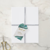 ティール（緑がかった色）と金ゴールドGeode結婚式の引き出物サンキュー ギフトタグ (より糸付き)