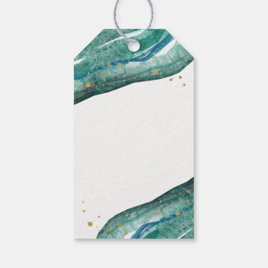 ティール（緑がかった色）と金ゴールドGeode結婚式の引き出物サンキュー ギフトタグ (裏面)