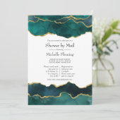 ティール(緑がかった色)と金フェイク箔瑪瑙シャワーbyメール 招待状 (スタンド正面)
