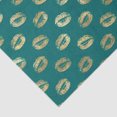 ティール（緑がかった色）と金箔の唇 薄葉紙 (詳細)