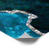 ティール（緑がかった色）と銀のアゲート結婚ト歓迎 ポスター (角)