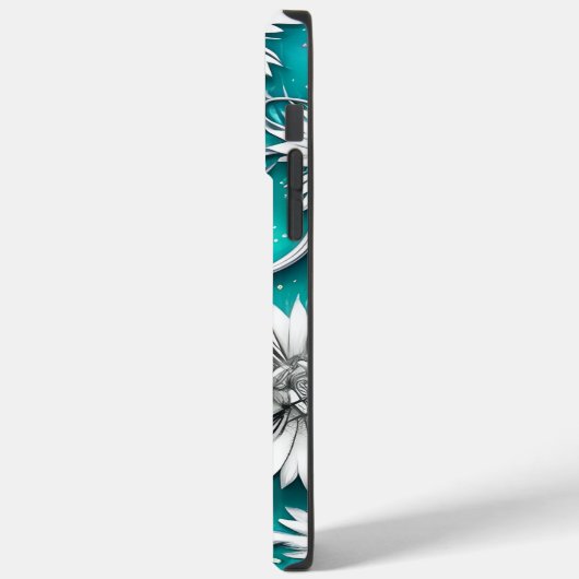 ティール（緑がかった色）と銀のモダン抽象芸術 Case-Mate iPhoneケース (裏面 / 左)