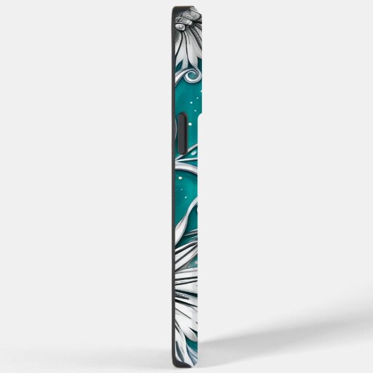 ティール(緑がかった色)と銀のモダン抽象芸術 Case-Mate iPhoneケース (裏面 / 右)