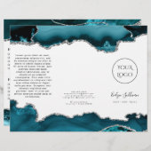 ティール(緑がかった色)と銀のagateパンフレット (正面/裏面)