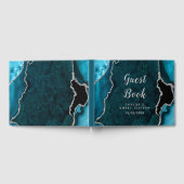 ティール（緑がかった色）と銀アガテマーブルSweet sixteen ゲストブック (全面)