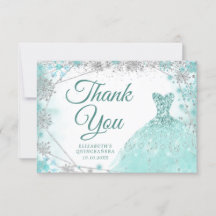 ティール（緑がかった色）と銀スノーフレーク冬のMis XV Anos