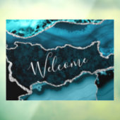 ティール(緑がかった色)と銀フェイクグリッターマーブルゲート ウィンドウサイン (シート3)