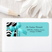 ティール(緑がかった色)と銀真珠ストライプの付き白ゼブラ ラベル (インサイチュ)