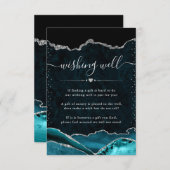 ティール（緑がかった色）と銀結婚瑪瑙の願い エンクロージャーカード (正面/裏面)