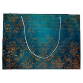 ティール（緑がかった色）と銅のPatinaスクリプト ラージペーパーバッグ (裏面)