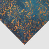 ティール(緑がかった色)と銅パティーナ書道 薄葉紙 (詳細)