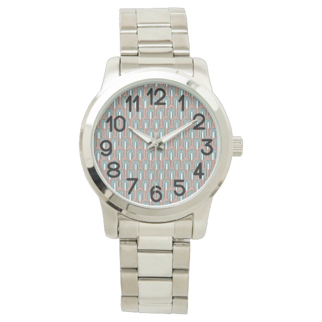 ティール（緑がかった色）と銅 腕時計 (正面)