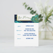 ティール（緑がかった色）と青のフローラアガートメニュー