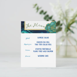 ティール（緑がかった色）と青のフローラアガートメニュー ポストカード