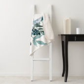 ティール（緑がかった色）と青の水色フローラ パーソナライズされた シェルパブランケット (インサイチュ)