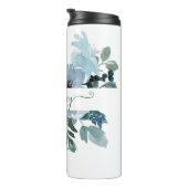 ティール（緑がかった色）と青の水色フローラ パーソナライズされた タンブラー (回転右)