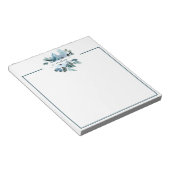 ティール（緑がかった色）と青の水色フローラ パーソナライズされた ノートパッド (アングル)