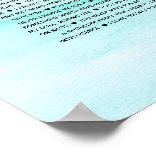 ティール(緑がかった色)と青の水色40私たちはあなたを愛する理由 ポスター (角)