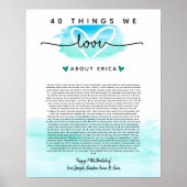 ティール(緑がかった色)と青の水色40私たちはあなたを愛する理由 ポスター (正面)