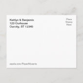 ティール(緑がかった色)と青グラデーション水色日付を保存 案内ポストカード (裏面)