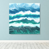 ティール（緑がかった色）と青ターコイズ水海波 キャンバスプリント (インサイチュ (ウッドフロア))