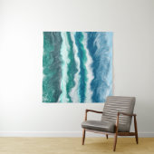 ティール（緑がかった色）と青ターコイズ水海波 タペストリー (インサイチュ(横))