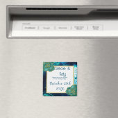 ティール（緑がかった色）と青フローラの重み付け日付磁石を保存 マグネット (インサイチュ (食洗機))