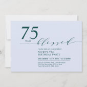 ティール（緑がかった色）と青 | 75年75th Birthday Party 招待状 (正面)