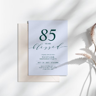 ティール（緑がかった色）と青   80年80th Birthday Party 招待状