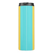 ティール（緑がかった色）と黄ストライプ色 タンブラー (裏面)