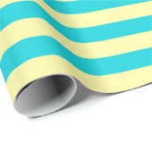 ティール（緑がかった色）と黄淡い色の色のストライプ ラッピングペーパー (ロールコーナー)