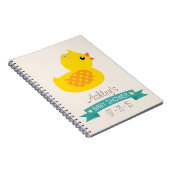 ティール(緑がかった色)と黄色のアヒル、アヒル、ベビーシャワー ノートブック (右側)