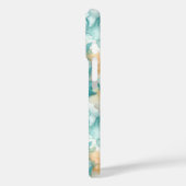 ティール(緑がかった色)と黄色の花アルコールインクイラストレーション Case-Mate iPhoneケース (裏面 / 左)