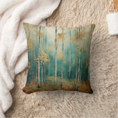 ティール(緑がかった色)と黄金の森の水の色の装飾 クッション (ブランケット)