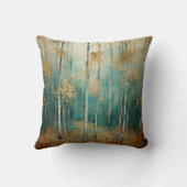 ティール(緑がかった色)と黄金の森の水の色の装飾 クッション (裏面)