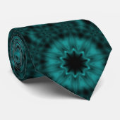 ティール（緑がかった色）と黒の万華鏡のように千変万化するパターンパターン ネクタイ (ロール)