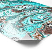 ティール（緑がかった色）と黒の大理石の流体アート フォトプリント            (角)