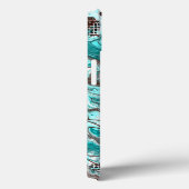 ティール(緑がかった色)と黒の大理石の流体アート Case-Mate iPhoneケース (裏面 / 右)