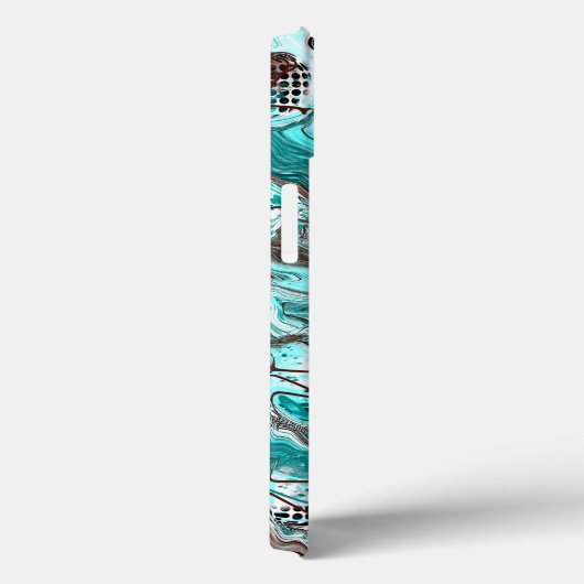 ティール（緑がかった色）と黒の大理石の流体アート Case-Mate iPhoneケース (裏面 / 右)