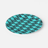 ティール（緑がかった色）と黒の幾何パターン（の模様が）ある図形 ペーパープレート (アングル)