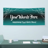 ティール（緑がかった色）と黒グラデーションのライトストリング独自の文字を追加 横断幕 (トレードショー)