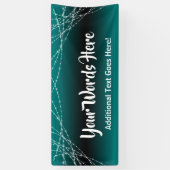 ティール（緑がかった色）と黒グラデーションのライトストリング独自の文字を追加 横断幕 (縦)