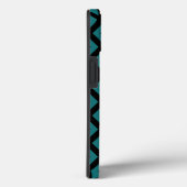 ティール(緑がかった色)と黒ダイヤモンドパターンケースメイトiPhone ca Case-Mate iPhoneケース (裏面 / 右)