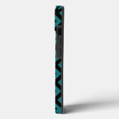 ティール(緑がかった色)と黒ダイヤモンドパターンケースメイトiPhone ca Case-Mate iPhoneケース (裏面 / 左)
